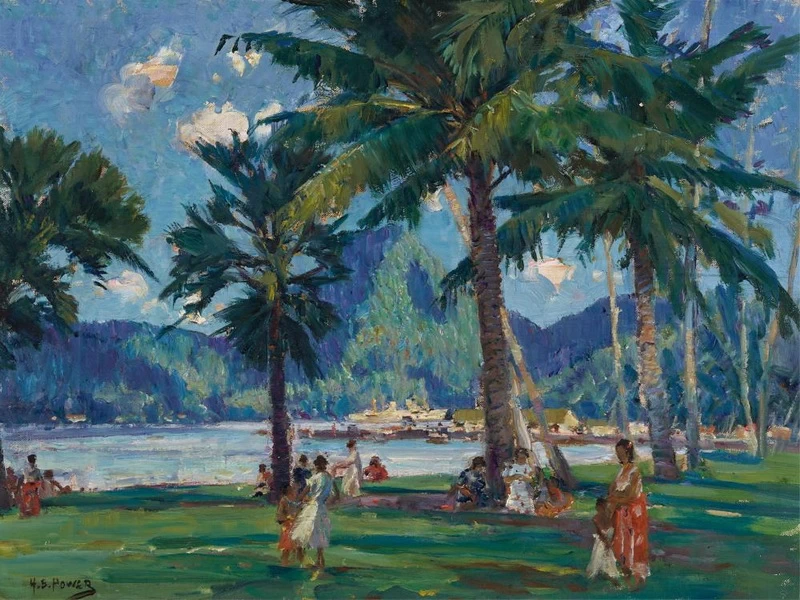 1877-Harold Septimus Power - Scena di isola tropicale